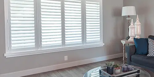 White poly plantation shutters