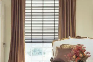 wood living room blinds